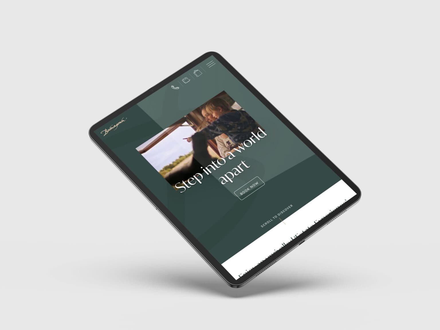 Balnagown Estate website displayed on tablet